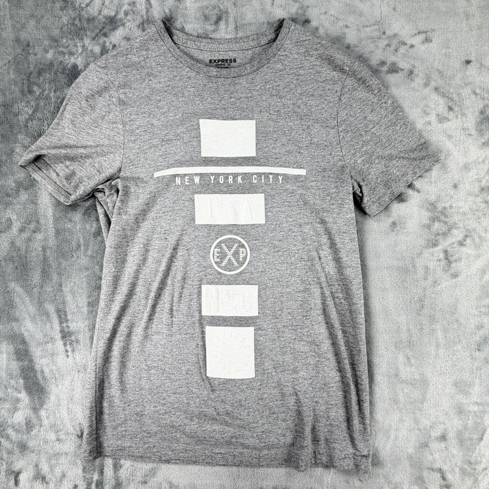 Express Men's XS Gray New York City USA Logo Graphic Crewneck T-Shirt